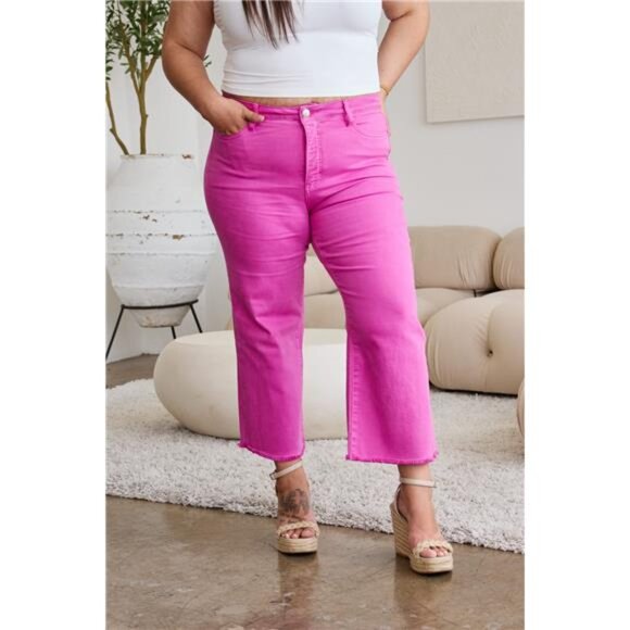 RFM Crop Chloe Full Size Tummy Control High Waist Raw Hem Jeans - Picture 9 of 16